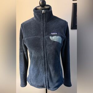 Patagonia Women’s Navy Blue Re-Tool Full Zip Fleece Jacket Medium.